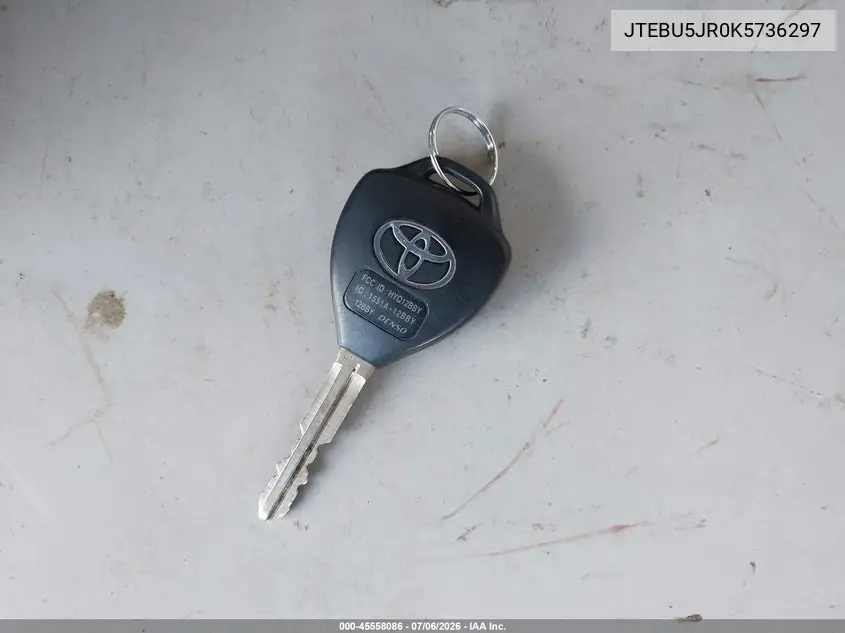 2019 Toyota 4Runner VIN: JTEBU5JR0K5736297 Lot: 45558086