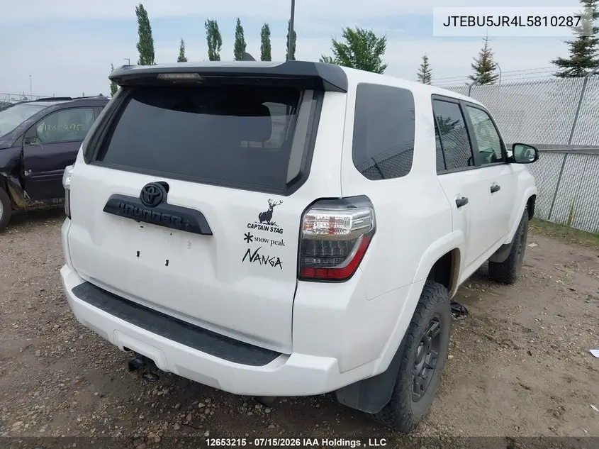 2020 Toyota 4Runner VIN: JTEBU5JR4L5810287 Lot: 12653215