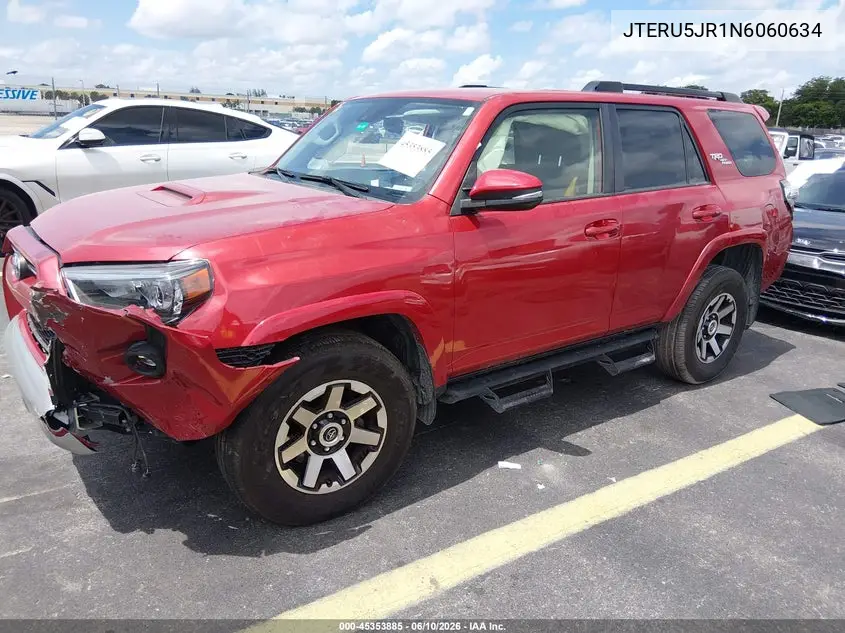 2022 Toyota 4Runner Trd Off Road Premium VIN: JTERU5JR1N6060634 Lot: 45353885