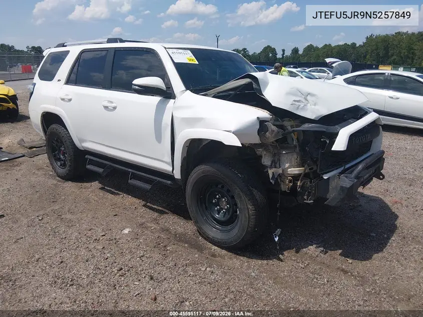 2022 Toyota 4Runner Sr5 Premium VIN: JTEFU5JR9N5257849 Lot: 45595117