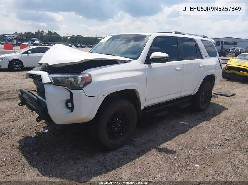 2022 Toyota 4Runner Sr5 Premium VIN: JTEFU5JR9N5257849 Lot: 45595117