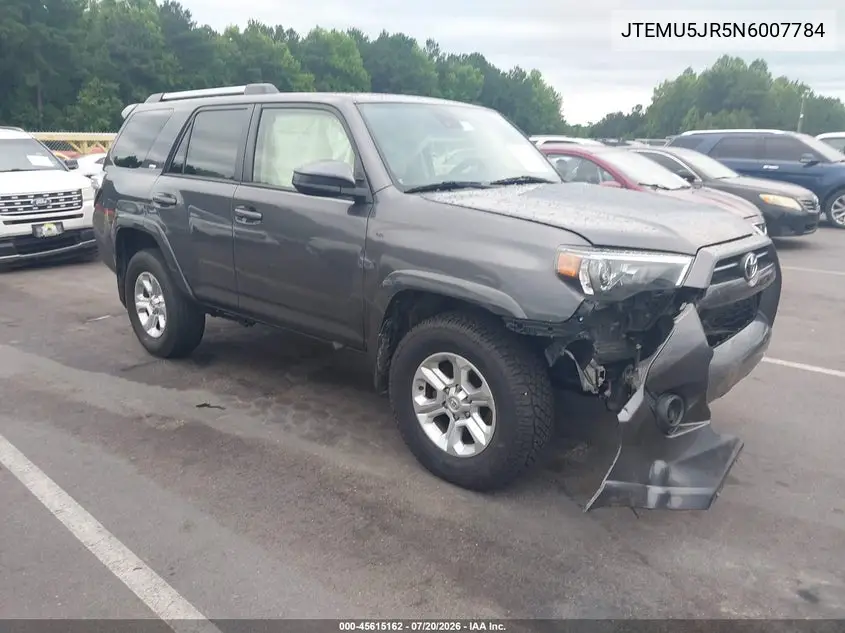 2022 Toyota 4Runner Sr5 VIN: JTEMU5JR5N6007784 Lot: 45615162