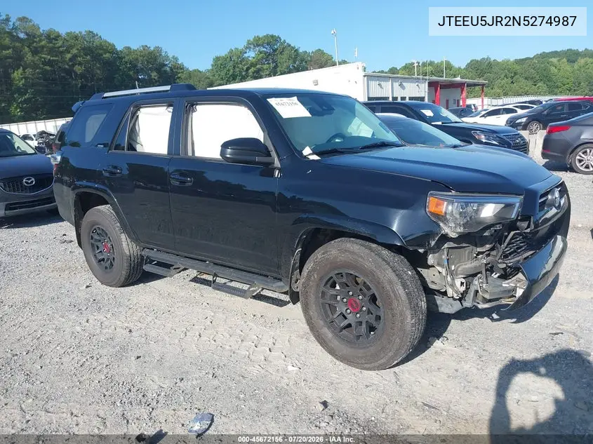 2022 Toyota 4Runner Sr5 VIN: JTEEU5JR2N5274987 Lot: 45672156