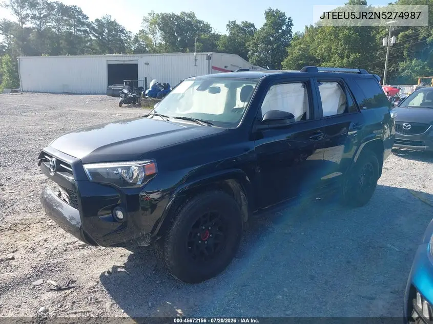 2022 Toyota 4Runner Sr5 VIN: JTEEU5JR2N5274987 Lot: 45672156