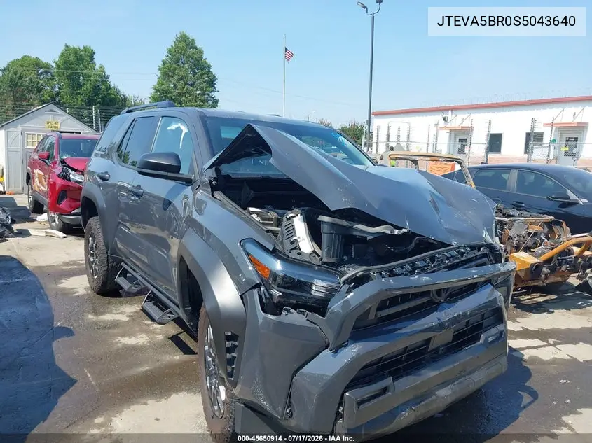 2025 Toyota 4Runner Sr5 VIN: JTEVA5BR0S5043640 Lot: 45650914