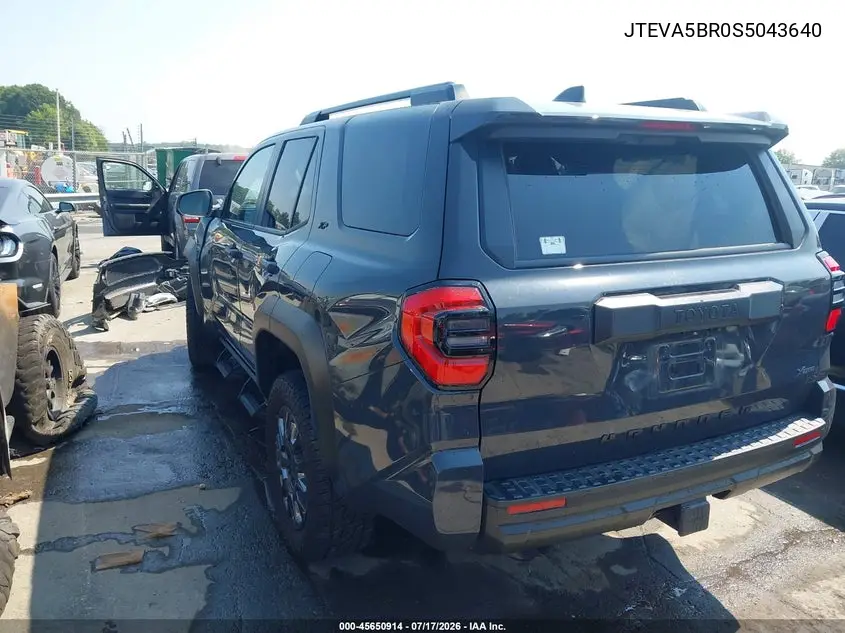 2025 Toyota 4Runner Sr5 VIN: JTEVA5BR0S5043640 Lot: 45650914