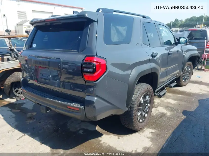 2025 Toyota 4Runner Sr5 VIN: JTEVA5BR0S5043640 Lot: 45650914