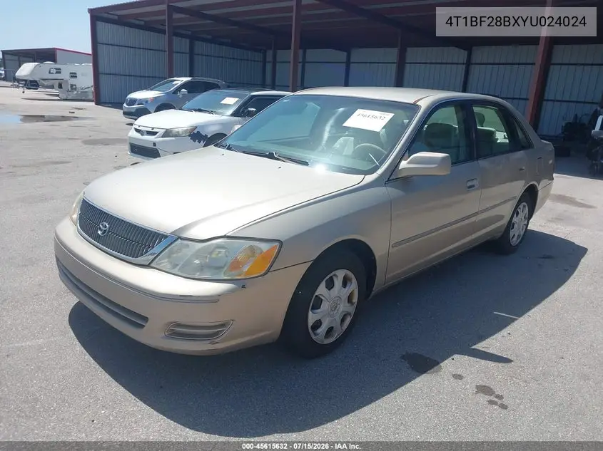 2000 Toyota Avalon Xl VIN: 4T1BF28BXYU024024 Lot: 45615632