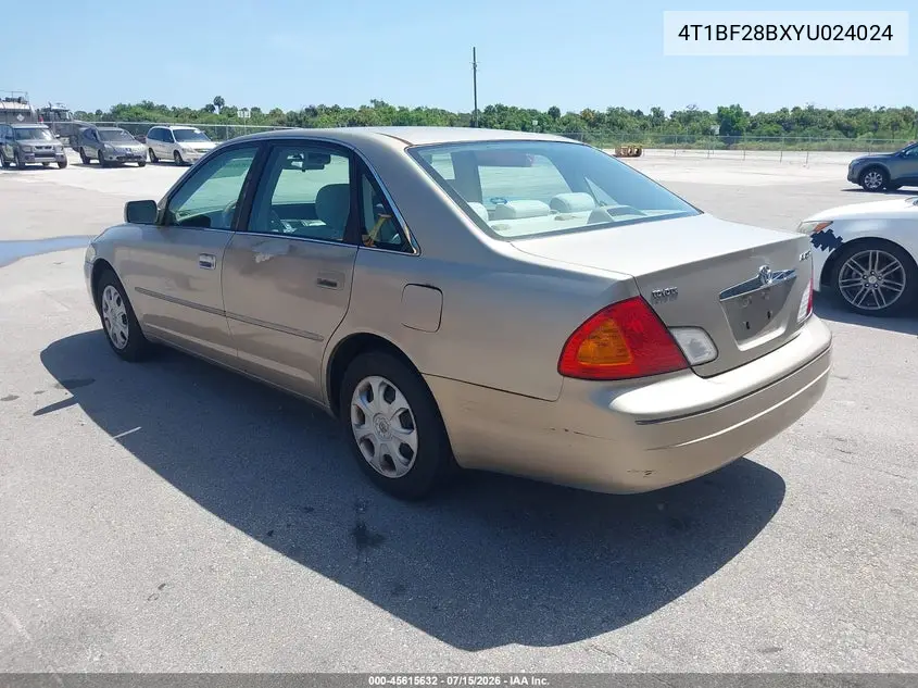 2000 Toyota Avalon Xl VIN: 4T1BF28BXYU024024 Lot: 45615632