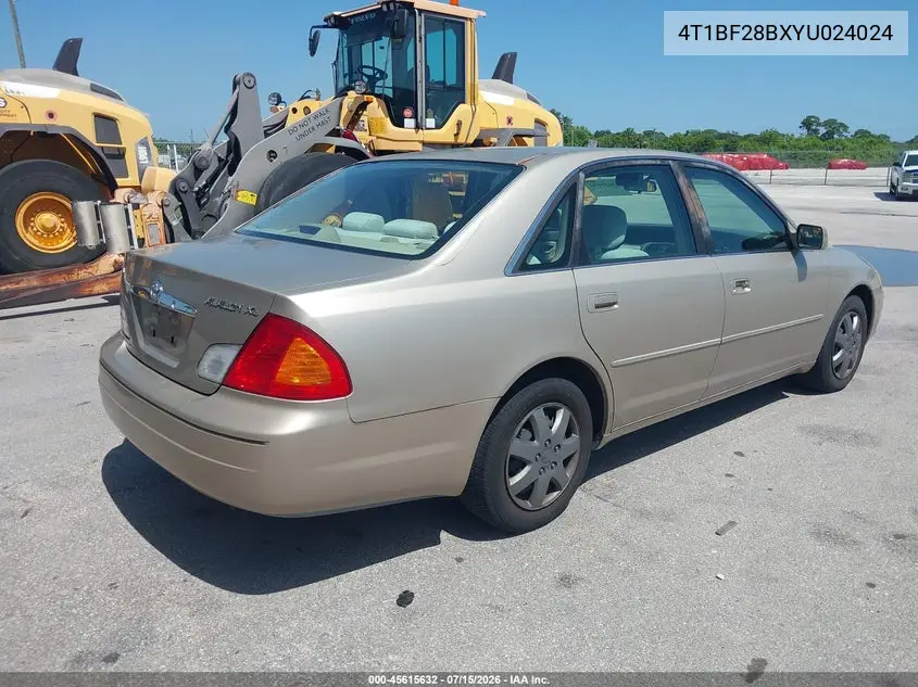 2000 Toyota Avalon Xl VIN: 4T1BF28BXYU024024 Lot: 45615632