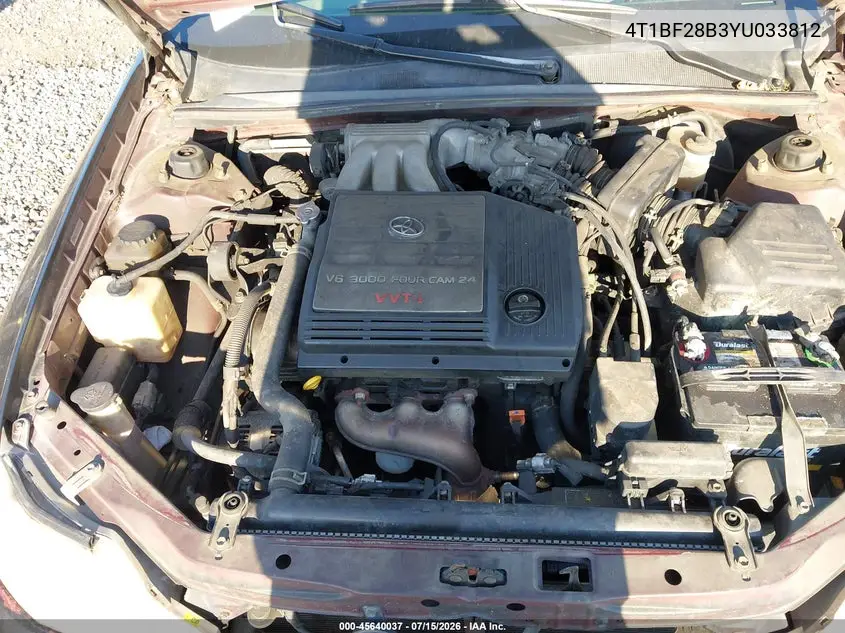 2000 Toyota Avalon Xl VIN: 4T1BF28B3YU033812 Lot: 45640037