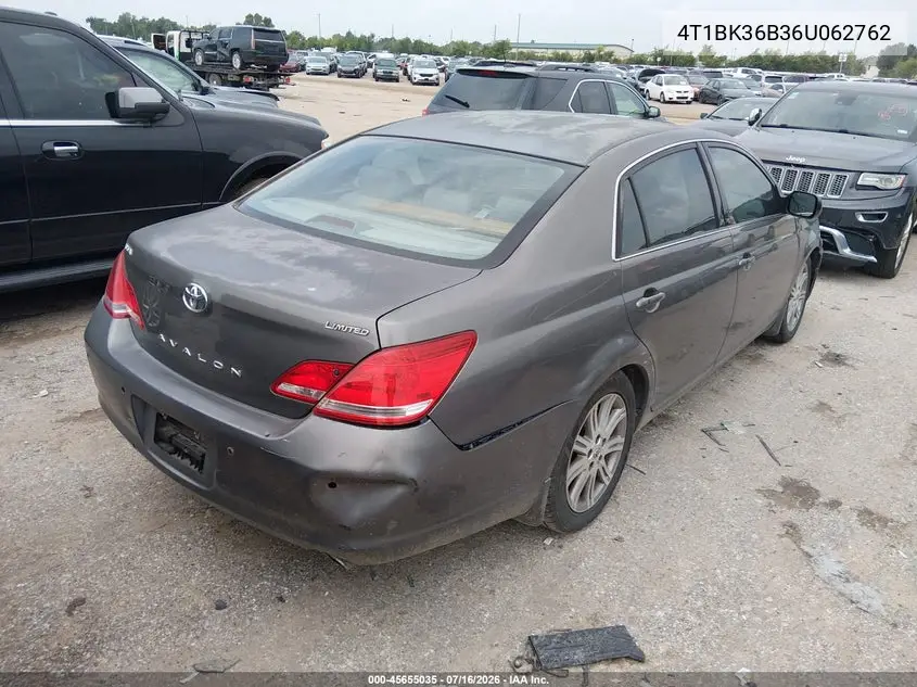 2006 Toyota Avalon Limited VIN: 4T1BK36B36U062762 Lot: 45655035