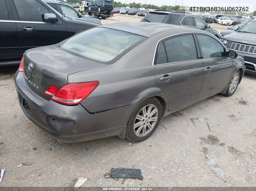 2006 Toyota Avalon Limited VIN: 4T1BK36B36U062762 Lot: 45655035