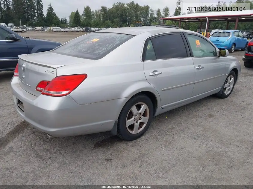 2006 Toyota Avalon Limited VIN: 4T1BK36B06U080104 Lot: 45663395