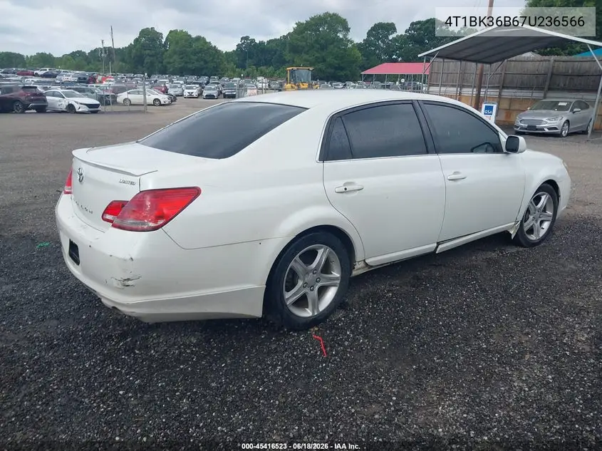 2007 Toyota Avalon Limited VIN: 4T1BK36B67U236566 Lot: 45416523