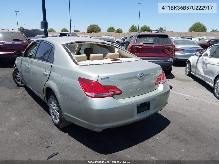 2007 Toyota Avalon Limited VIN: 4T1BK36B57U222917 Lot: 45594545