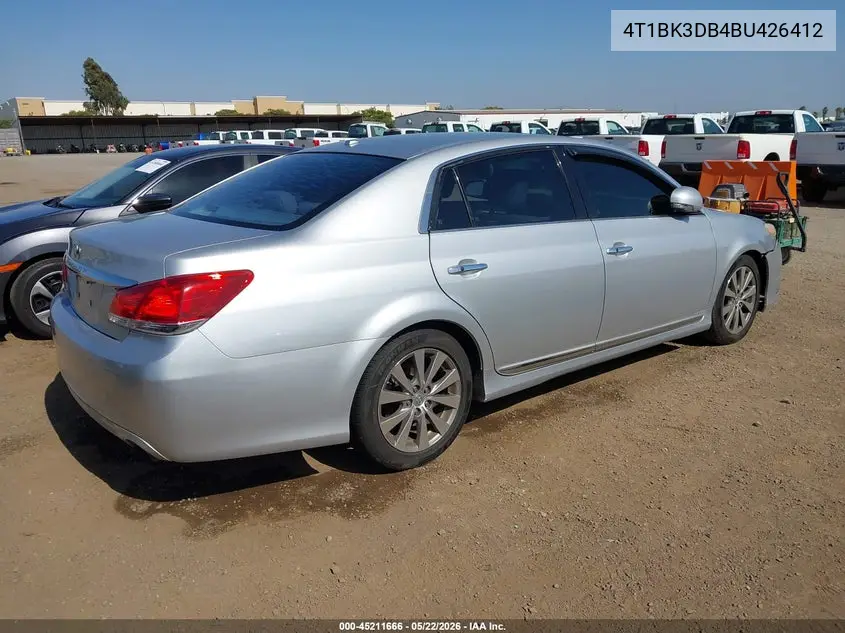 2011 Toyota Avalon Limited VIN: 4T1BK3DB4BU426412 Lot: 45211666