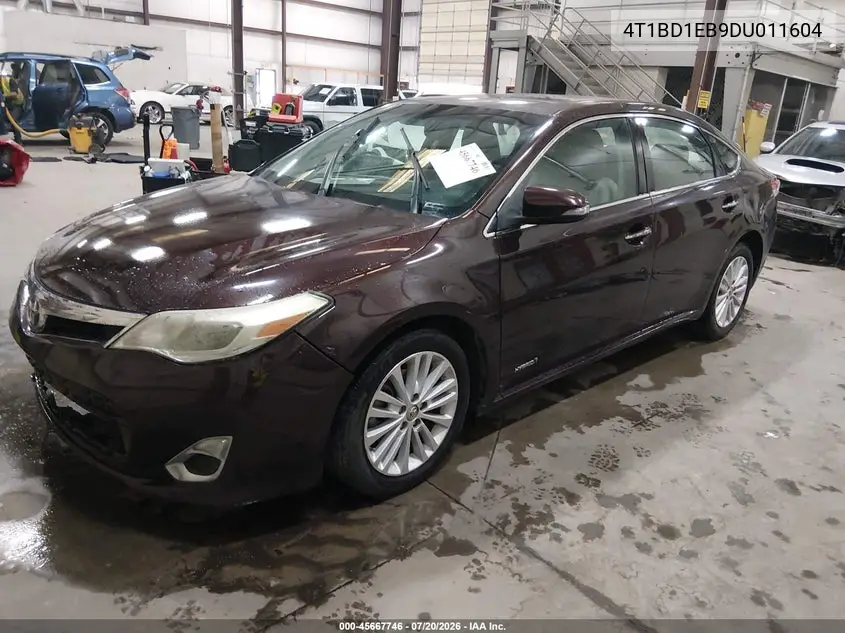 2013 Toyota Avalon Hybrid Xle Premium VIN: 4T1BD1EB9DU011604 Lot: 45667746