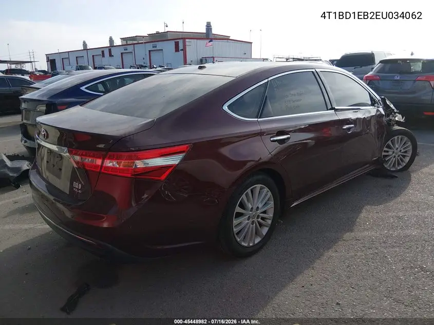 2014 Toyota Avalon Hybrid Xle Touring VIN: 4T1BD1EB2EU034062 Lot: 45448982