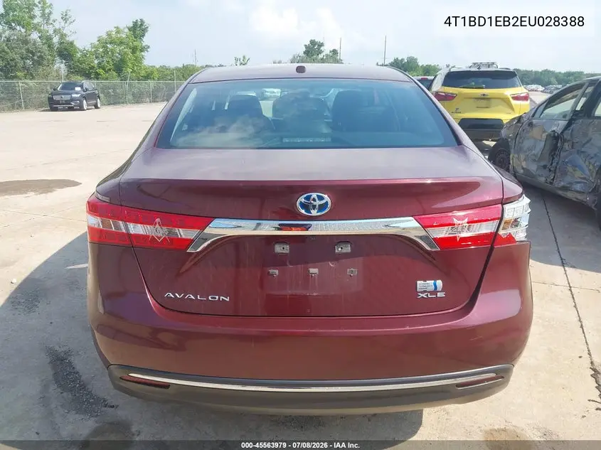 2014 Toyota Avalon Hybrid Xle Touring VIN: 4T1BD1EB2EU028388 Lot: 45563979