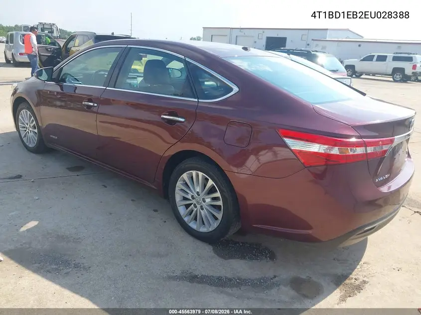 2014 Toyota Avalon Hybrid Xle Touring VIN: 4T1BD1EB2EU028388 Lot: 45563979