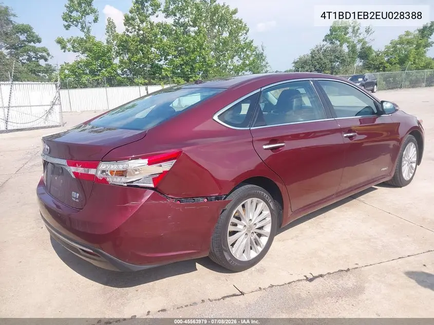 2014 Toyota Avalon Hybrid Xle Touring VIN: 4T1BD1EB2EU028388 Lot: 45563979