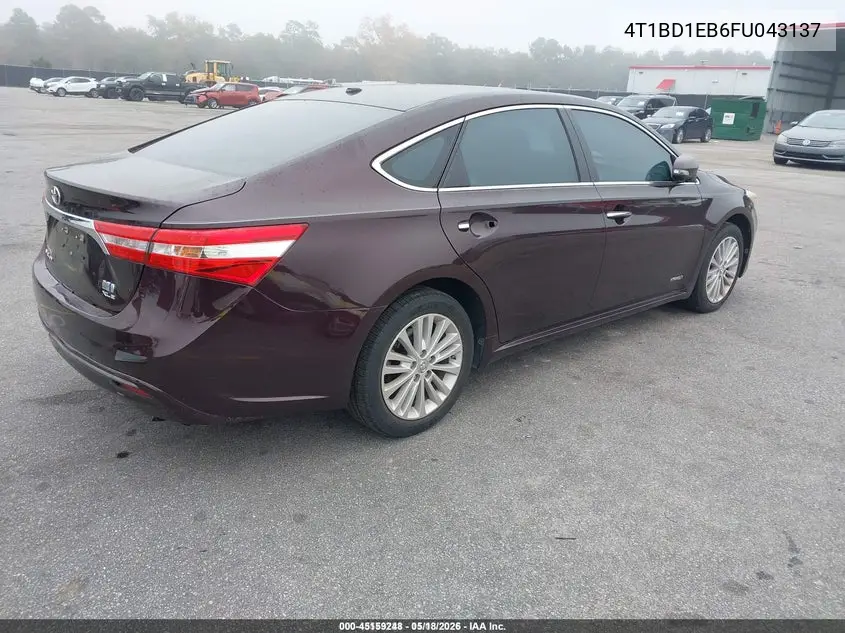 4T1BD1EB6FU043137 2015 Toyota Avalon Hybrid Xle Touring