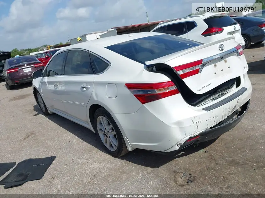 2015 Toyota Avalon Xle VIN: 4T1BK1EB0FU136791 Lot: 45433589