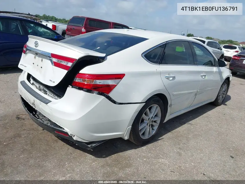 2015 Toyota Avalon Xle VIN: 4T1BK1EB0FU136791 Lot: 45433589