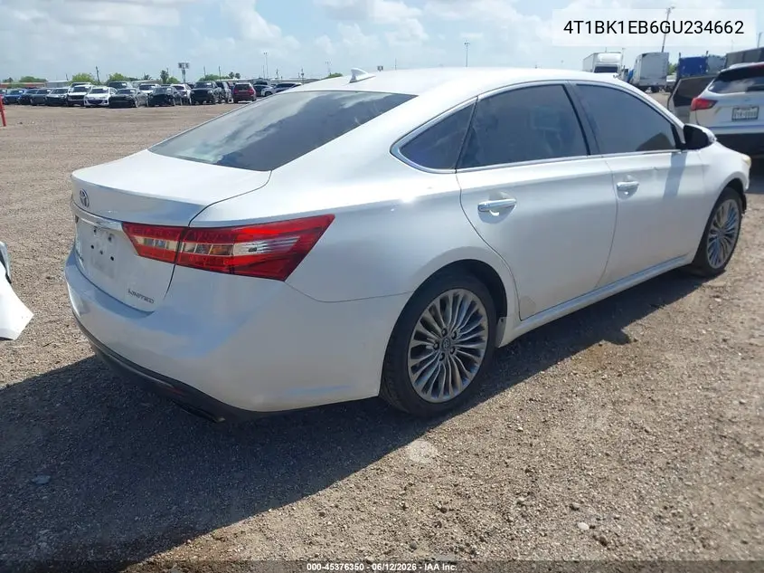 2016 Toyota Avalon Limited VIN: 4T1BK1EB6GU234662 Lot: 45376350