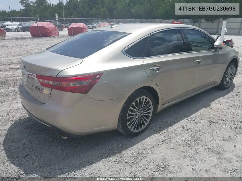 2016 Toyota Avalon Limited VIN: 4T1BK1EB7GU230698 Lot: 45625459