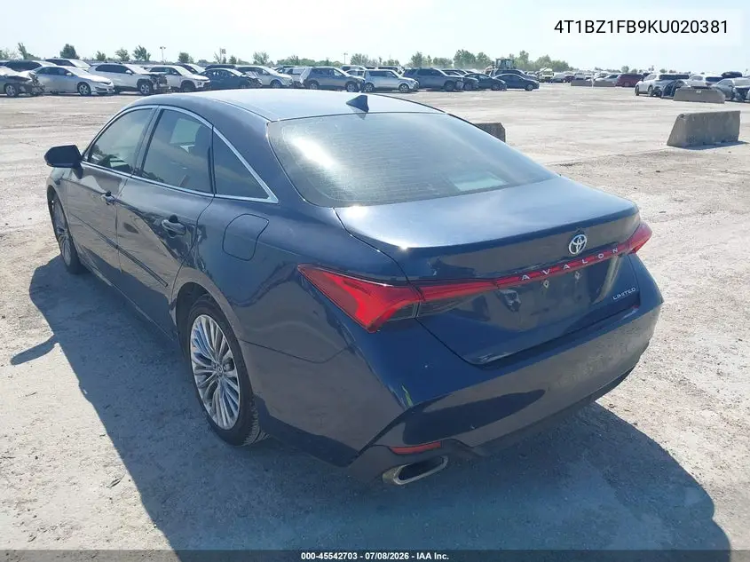 2019 Toyota Avalon Limited VIN: 4T1BZ1FB9KU020381 Lot: 45542703