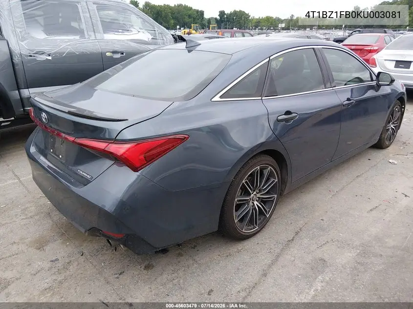 2019 Toyota Avalon Touring VIN: 4T1BZ1FB0KU003081 Lot: 45603479