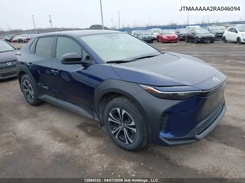 2024 Toyota Bz4X Le VIN: JTMAAAAA2RA046094 Lot: 12584332