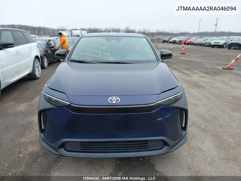 2024 Toyota Bz4X Le VIN: JTMAAAAA2RA046094 Lot: 12584332