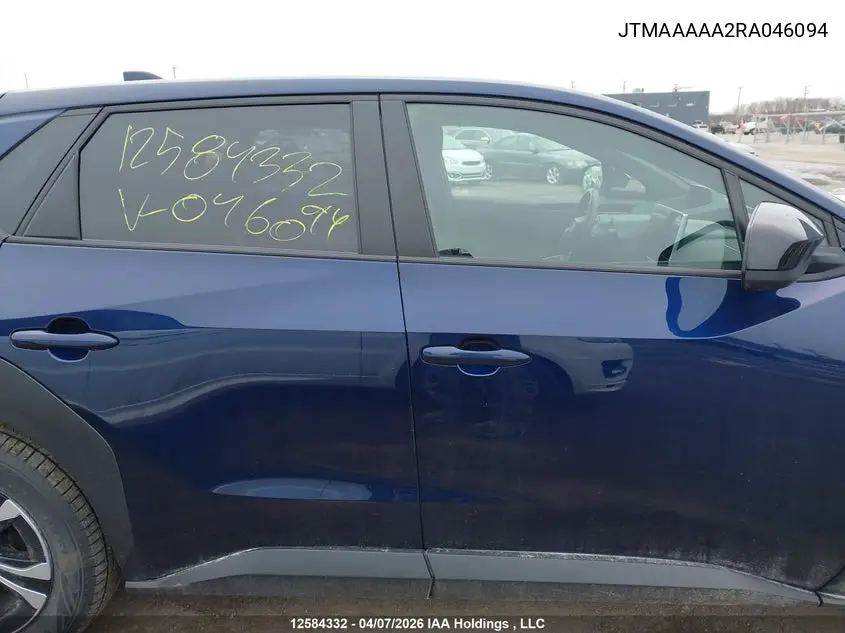 2024 Toyota Bz4X Le VIN: JTMAAAAA2RA046094 Lot: 12584332