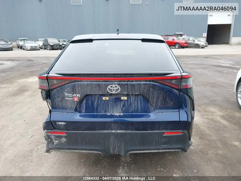 2024 Toyota Bz4X Le VIN: JTMAAAAA2RA046094 Lot: 12584332