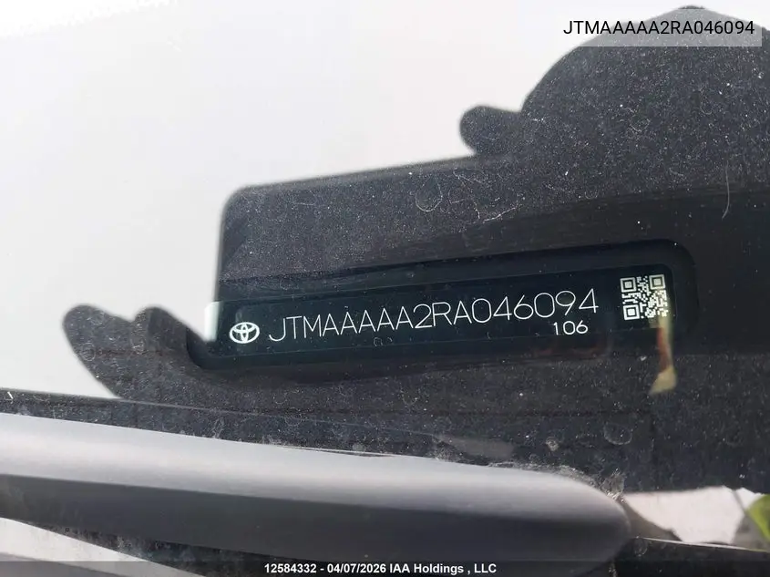 2024 Toyota Bz4X Le VIN: JTMAAAAA2RA046094 Lot: 12584332