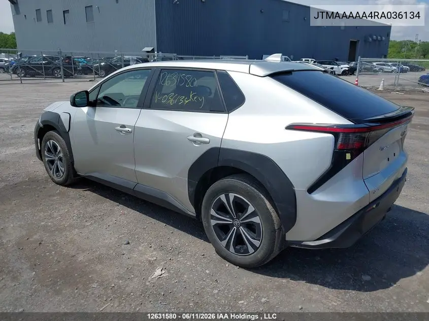 2024 Toyota Bz4X Le VIN: JTMAAAAA4RA036134 Lot: 12631580