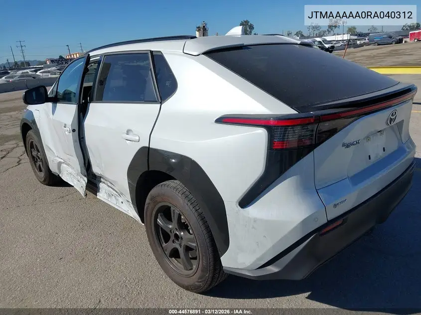 2024 Toyota Bz4X Xle VIN: JTMAAAAA0RA040312 Lot: 44576891
