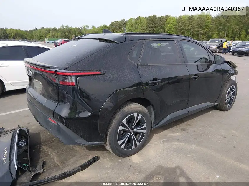 2024 Toyota Bz4X Xle VIN: JTMAAAAA0RA040357 Lot: 44807367