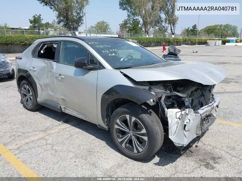 2024 Toyota Bz4X Xle VIN: JTMAAAAA2RA040781 Lot: 45090754