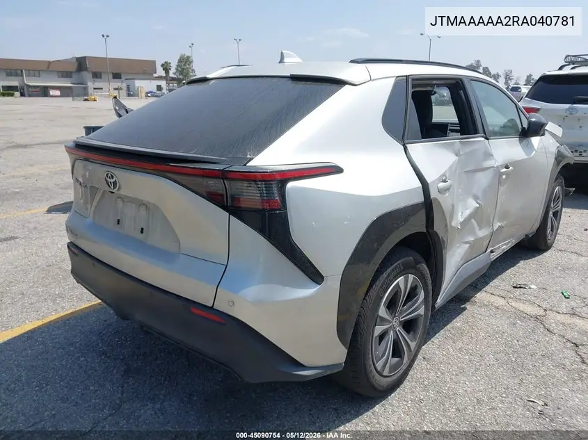 2024 Toyota Bz4X Xle VIN: JTMAAAAA2RA040781 Lot: 45090754