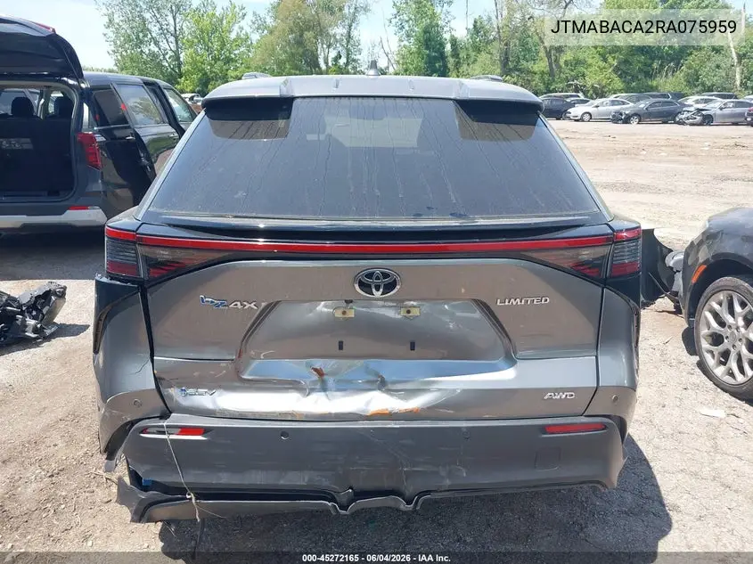 2024 Toyota Bz4X Limited VIN: JTMABACA2RA075959 Lot: 45272165