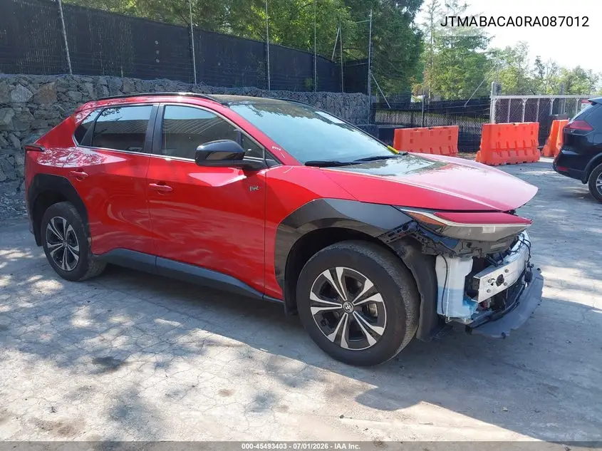 2024 Toyota Bz4X Xle VIN: JTMABACA0RA087012 Lot: 45493403