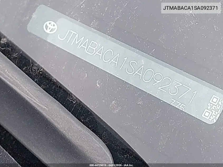 2025 Toyota Bz4X Limited VIN: JTMABACA1SA092371 Lot: 44729519