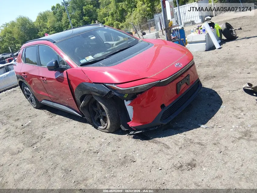 2025 Toyota Bz4X Xle VIN: JTMAAAAA0SA071274 Lot: 45252889