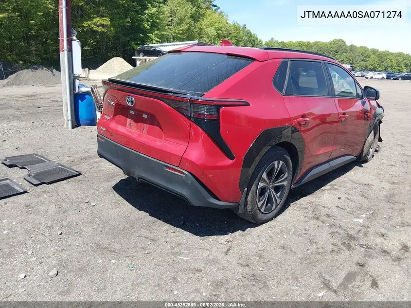 2025 Toyota Bz4X Xle VIN: JTMAAAAA0SA071274 Lot: 45252889