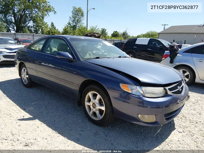 2000 Toyota Camry Solara Sle V6 VIN: 2T1CF28P8YC362877 Lot: 45154299