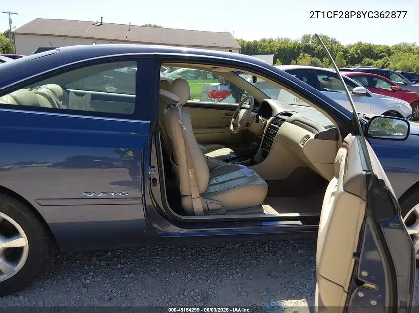 2000 Toyota Camry Solara Sle V6 VIN: 2T1CF28P8YC362877 Lot: 45154299